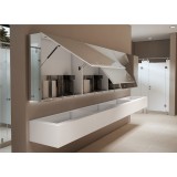 خزانة مرآة تحتوي على موزع صابون آلي ، خلاط مياه إلكتروني  و مجفف ايدي الكتروني 