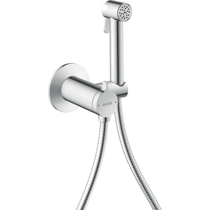 hansgrohe-AXOR-Bidette-Showers-Bidette-Duschkopf-29242000-1-Strahlart-rund-fuer-Mischwasser-mit-Duschkopfhalterung-und-Duschschlauch-1,25-m,-Chrom